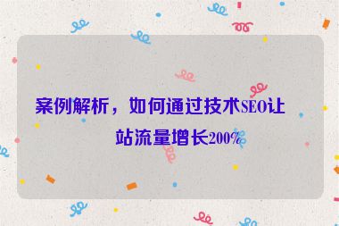 案例解析，如何通過(guò)技術(shù)SEO讓網(wǎng)站流量增長(zhǎng)200%