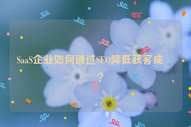 SaaS企業(yè)如何通過(guò)SEO降低獲客成本？