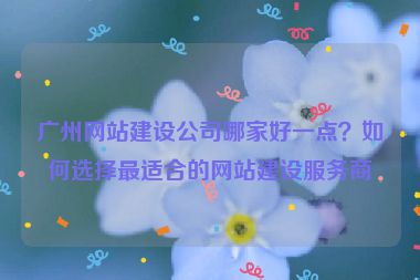 廣州網(wǎng)站建設(shè)公司哪家好一點？如何選擇最適合的網(wǎng)站建設(shè)服務(wù)商