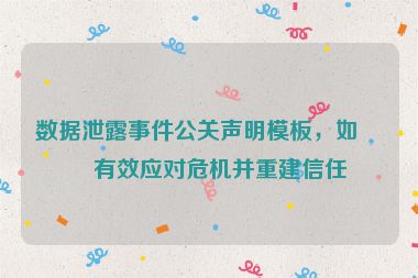 數(shù)據(jù)泄露事件公關(guān)聲明模板，如何有效應(yīng)對危機(jī)并重建信任