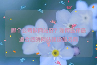 哪個公司做網(wǎng)站好？如何選擇最適合您的網(wǎng)站建設服務商