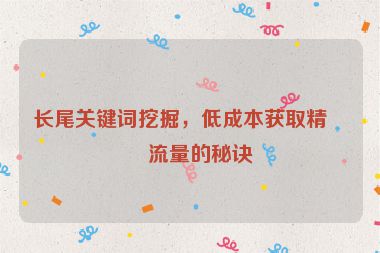 長(zhǎng)尾關(guān)鍵詞挖掘，低成本獲取精準(zhǔn)流量的秘訣