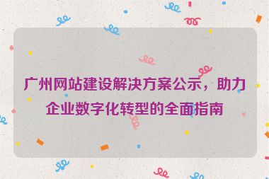 廣州網(wǎng)站建設(shè)解決方案公示，助力企業(yè)數(shù)字化轉(zhuǎn)型的全面指南