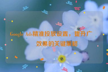 Google Ads精準(zhǔn)投放設(shè)置，提升廣告效果的關(guān)鍵策略
