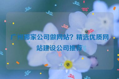 廣州哪家公司做網站？精選優(yōu)質網站建設公司推薦