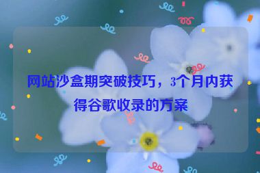 網(wǎng)站沙盒期突破技巧，3個月內(nèi)獲得谷歌收錄的方案