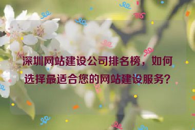 深圳網(wǎng)站建設(shè)公司排名榜，如何選擇最適合您的網(wǎng)站建設(shè)服務(wù)？