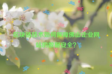區(qū)塊鏈技術(shù)如何保障佛山企業(yè)網(wǎng)站的數(shù)據(jù)安全？