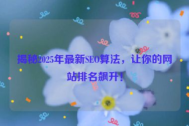 揭秘2025年最新SEO算法，讓你的網(wǎng)站排名飆升！