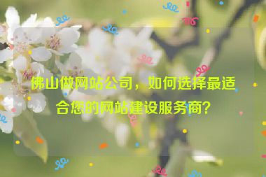 佛山做網(wǎng)站公司，如何選擇最適合您的網(wǎng)站建設(shè)服務(wù)商？