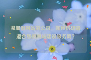 深圳做網(wǎng)站的公司，如何選擇最適合您的網(wǎng)站建設(shè)服務(wù)商？