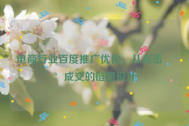 電商行業(yè)百度推廣優(yōu)化，從點擊到成交的鏈路設(shè)計