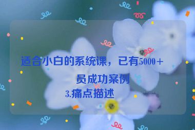 適合小白的系統(tǒng)課，已有5000+學(xué)員成功案例
3.痛點(diǎn)描述