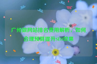 廣州做網站排名費用解析，如何合理預算提升SEO效果