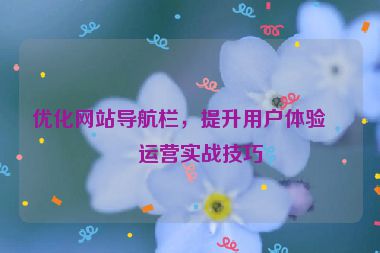 優(yōu)化網(wǎng)站導(dǎo)航欄，提升用戶體驗，運營實戰(zhàn)技巧