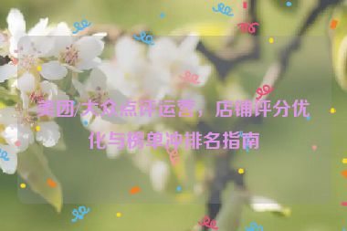 美團/大眾點評運營，店鋪評分優(yōu)化與榜單沖排名指南