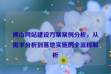 佛山網(wǎng)站建設方案案例分析，從需求分析到落地實施的全流程解析