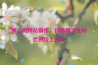 佛山做網(wǎng)站制作，打造數(shù)字化時(shí)代的線上名片
