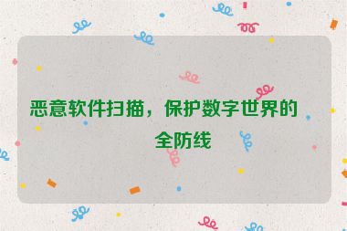 惡意軟件掃描，保護(hù)數(shù)字世界的安全防線