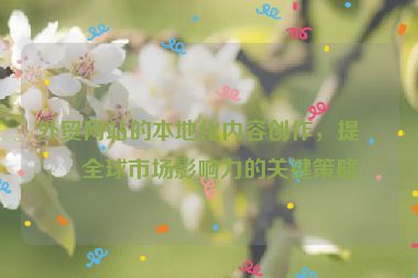 外貿(mào)網(wǎng)站的本地化內(nèi)容創(chuàng)作，提升全球市場影響力的關(guān)鍵策略