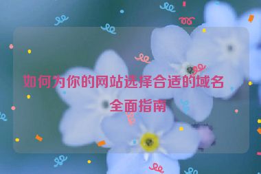 如何為你的網(wǎng)站選擇合適的域名，全面指南