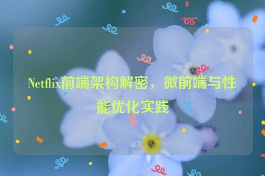 Netflix前端架構(gòu)解密，微前端與性能優(yōu)化實(shí)踐