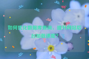 如何優(yōu)化數(shù)據(jù)庫(kù)查詢(xún)，提升網(wǎng)站后臺(tái)加載速度？
