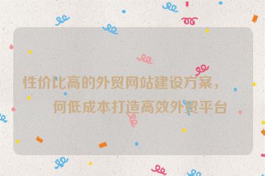 性價(jià)比高的外貿(mào)網(wǎng)站建設(shè)方案，如何低成本打造高效外貿(mào)平臺(tái)