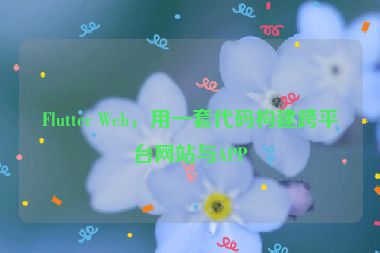 Flutter Web，用一套代碼構(gòu)建跨平臺(tái)網(wǎng)站與APP