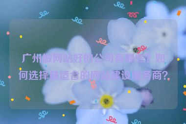 廣州做網(wǎng)站好的公司有哪些？如何選擇最適合的網(wǎng)站建設(shè)服務(wù)商？