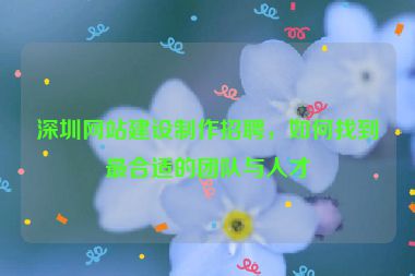 深圳網(wǎng)站建設(shè)制作招聘，如何找到最合適的團(tuán)隊(duì)與人才