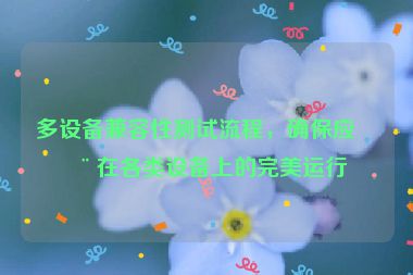 多設(shè)備兼容性測試流程，確保應(yīng)用在各類設(shè)備上的完美運行