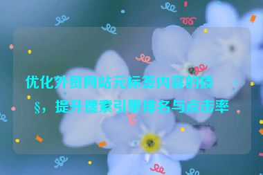 優(yōu)化外貿網站元標簽內容的技巧，提升搜索引擎排名與點擊率