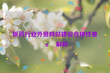 醫(yī)藥行業(yè)外貿網站建設合規(guī)性要求解析