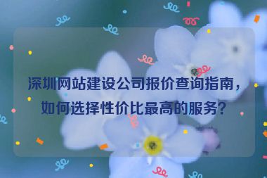 深圳網(wǎng)站建設(shè)公司報價查詢指南，如何選擇性價比最高的服務？