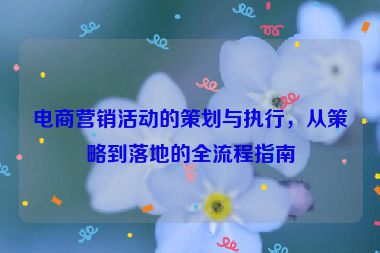 電商營(yíng)銷活動(dòng)的策劃與執(zhí)行，從策略到落地的全流程指南
