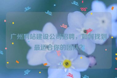 廣州網(wǎng)站建設公司招聘，如何找到最適合你的團隊？