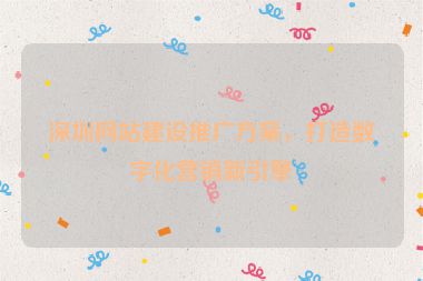 深圳網(wǎng)站建設(shè)推廣方案，打造數(shù)字化營(yíng)銷新引擎