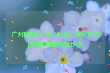 廣州網(wǎng)站SEO優(yōu)化策略，提升本地搜索排名的關鍵步驟