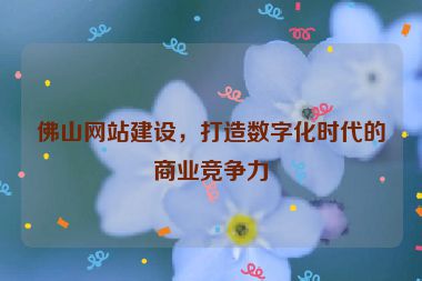 佛山網(wǎng)站建設(shè)，打造數(shù)字化時(shí)代的商業(yè)競(jìng)爭(zhēng)力