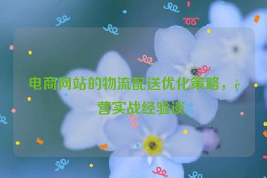 電商網(wǎng)站的物流配送優(yōu)化策略，運營實戰(zhàn)經(jīng)驗談