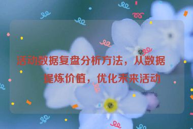 活動數(shù)據(jù)復(fù)盤分析方法，從數(shù)據(jù)中提煉價值，優(yōu)化未來活動