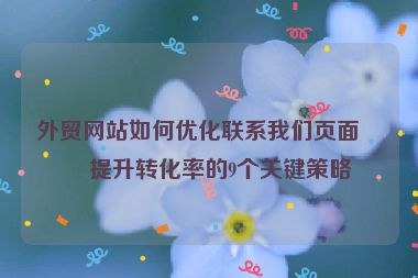 外貿(mào)網(wǎng)站如何優(yōu)化聯(lián)系我們頁面？提升轉化率的9個關鍵策略