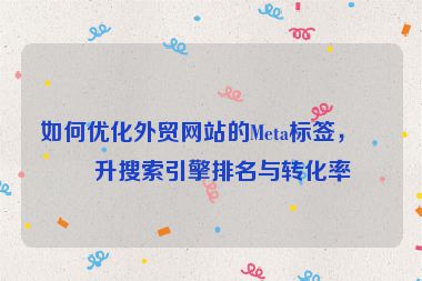 如何優(yōu)化外貿(mào)網(wǎng)站的Meta標(biāo)簽，提升搜索引擎排名與轉(zhuǎn)化率