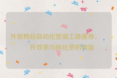 外貿(mào)網(wǎng)站自動化營銷工具推薦，提升效率與轉(zhuǎn)化率的利器
