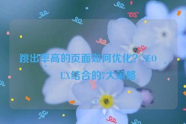 跳出率高的頁(yè)面如何優(yōu)化？SEO與UX結(jié)合的7大策略
