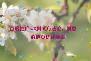 百度推廣A/B測試方法論，創(chuàng)意、落地頁優(yōu)化實(shí)戰(zhàn)