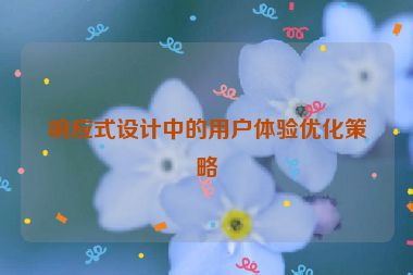 響應(yīng)式設(shè)計(jì)中的用戶體驗(yàn)優(yōu)化策略