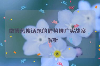 微博熱搜話題的借勢(shì)推廣實(shí)戰(zhàn)案例解析