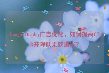 Google Display廣告優(yōu)化，如何提高CTR并降低無(wú)效曝光？